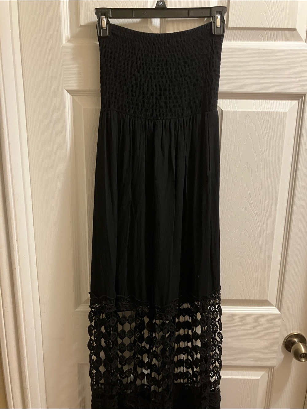Justify Small Black Crochet Panel Maxi Skirt
